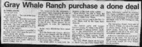 Gray Whale Ranch purchase a done deal