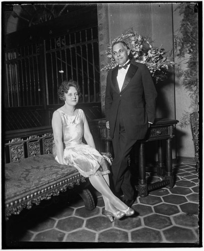 Portrait of an unidentified man and woman at the Club Casa del Mar, Santa Monica, California