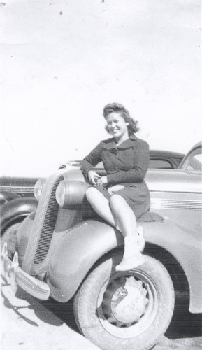 Shirley Templeman on automobile parked on Clubhouse Dr