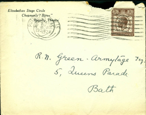 William Poel envelope to R.N. Green-Armytage, 1929 July 4