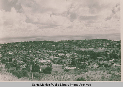 View of Pacific Palisades looking southeast from Peace Hill toward the ocean