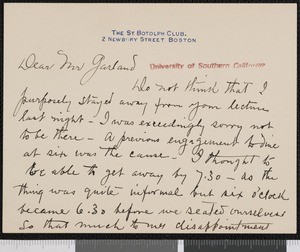 John Leslie Breck, letter, to Hamlin Garland