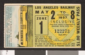 Los Angeles Railway weekly pass, 1937-05-02