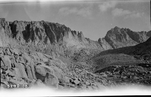 High Sierra Trail Investigation, crossing of Whitney Creek, from which point route ascends west side of Mt. Whitney. Ridges, Exfoliation/Weathering