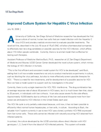 Improved Culture System for Hepatitis C Virus Infection