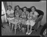International Women's Club members with bowls of peaches, 1935