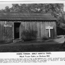 View of a replica of Mark Twain's Cabin on Jackass Hill in Tuolumne County. Landmark # 138