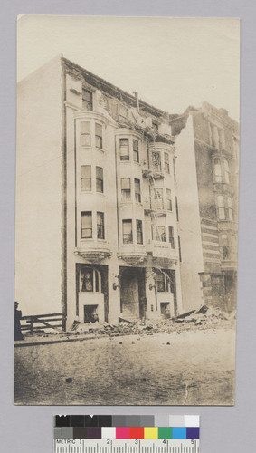 [Ruins of residential building, unidentified location.]