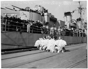 USS Rupertus arrives--Long Beach, 1953