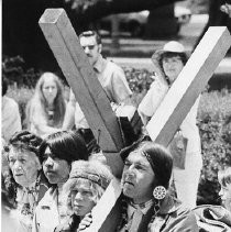 Native American Protestor Carries Cross to California Capitol