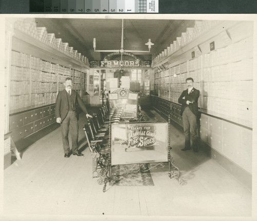 Photograph of the interior of Moors Shoe Store in Marysville (Calif.)