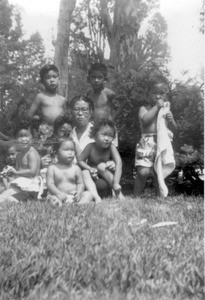 Rosa Cho and her eight grandchildren