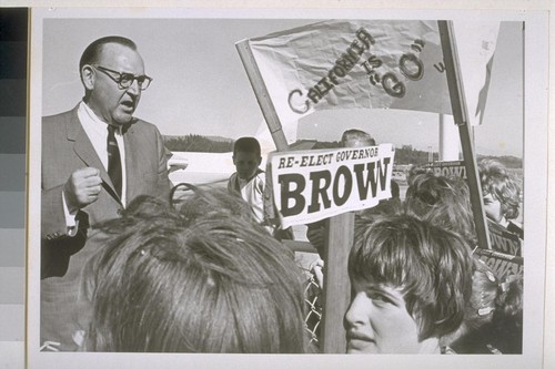 [Governor Edmund G. Brown campaigning for re-election as governor of California.]