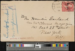 Jesse Root Grant, envelope, 1896-12-01, to Hamlin Garland