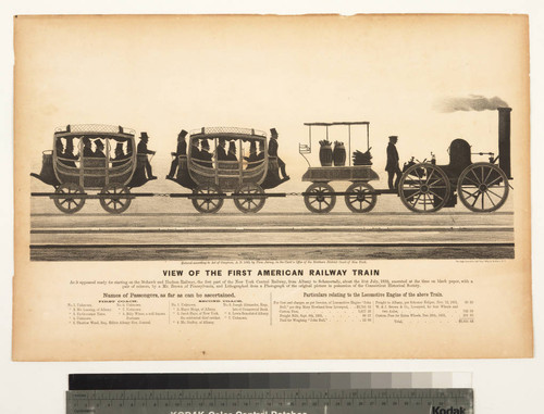 View of the first American railway train