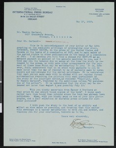 William Gerard Chapman, letter, 1910-05-17, to Hamlin Garland