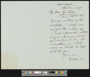 William Dean Howells, letter, 1907-03-04, to Hamlin Garland