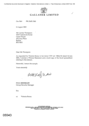 [Letter from PRG Redshaw to Lynsey Thompson regarding the enclosed copy of the Excel spreadsheet]