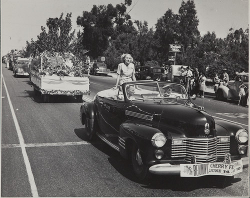 Marjorie Schmidt at the Cherry Festival Parade in a 1941 Cadillac