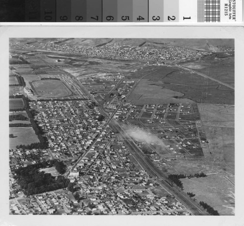 Aerial view with Tanforan Park Race Track no. 1, San Bruno, 1932