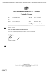 Gallaher International Limited[Memo from Graham McGregor to George Pouros in regards to future intentions]