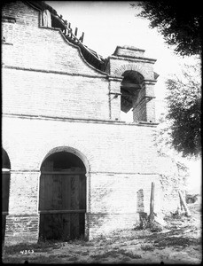 Brick construction on the fachada of Mission San Antonio de Padua, California, ca.1906