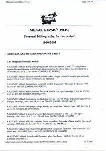 Osobna bibliografija Mihaela Kuzmiča; 1960. - 2003