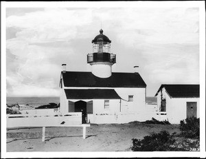 Exterior view of the Point Pinos Lighthouse, Monterey, California, ca.1890