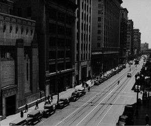 Spring Street, Los Angeles Stock Exchange at 618 South Spring Street, Mortgage Guarantee Building, Bank of America, Corporation Building, Occidental Life Building