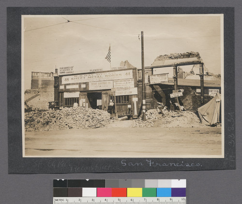 [Temporary location of W.S. Ray Manufacturing Co. and other businesses. 44-48 Market St.?] [Verso of FN-33835.]