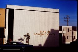 Bank of Sonoma County building on north Main in downtown Sebastopol, California, 1977