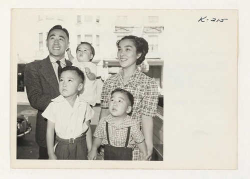 Shown are Mr. and Mrs. Dave Tatsuno and family, Sheldon 5, Rodney 3 and Arlene 10 months of Topaz. Mr