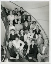 Mill Valley Film Festival staff on the spiral staircase of the Smith Rafael Film Center, 2000