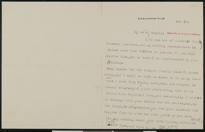 Richard Burton, letter, 1921-11-08, to Hamlin Garland