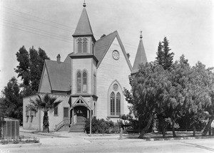 Exterior view of the Alhambra Presbyterian Church, ca.1905