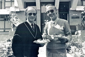 Fra UMNs Bestyrelsesmøde i Kathmandu, Nepal, oktober 1991. Adm. direktør Edgar Metzler, (th) og præsident i UMN Jørgen Nørgaard Pedersen (tv)