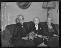 Anna Bevan, Sarah J. Barber, and Emma C. Eaton enjoy their retirement, Eagle Rock, 1938