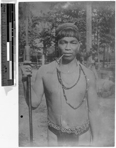 Man holding a spear in northern Luzon, Philippines, ca. 1914