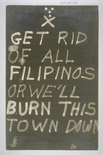 Copies of letters threatening Filipinos (originals in BANC MSS C-R 4 Box 2:18)