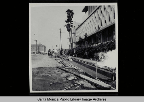 Construction of the curb and gutter at Ocean House, Ocean Avenue, Santa Monica, Calif. on August 29, 1966