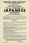 Instructions to all persons of Japanese ancestry living in the following area : all that portion of the County of Yolo, State of California, lying southerly of the north line of U.S. Highway No. 40
