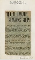 "Hello Hawaii!" Remarks Rolph