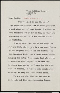 Albert B. Paine, letter, 1932-08-08, to Hamlin Garland