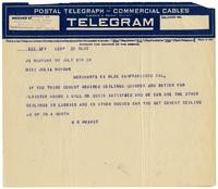 Telegram from William Randolph Hearst to Julia Morgan, July 8, 1924
