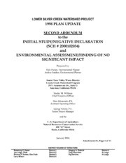 Lower Silver Creek Watershed Project : 1998 Plan Update