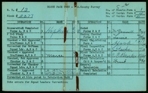 WPA block face card for household census (block 2277) in Los Angeles County