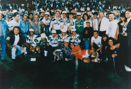 Israeli soccer team with trophy