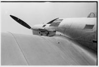Close-up view of Tupolev ANT-25 aircraft flown from Moscow to San Jacinto, CA, breaking the world record for long-distance flight. July 14, 1937