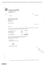 [Letter from Banque Banorable to JD Brown regarding proceeds account]