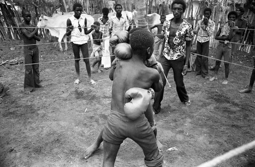 Two boys boxing, San Basilio de Palenque, 1977